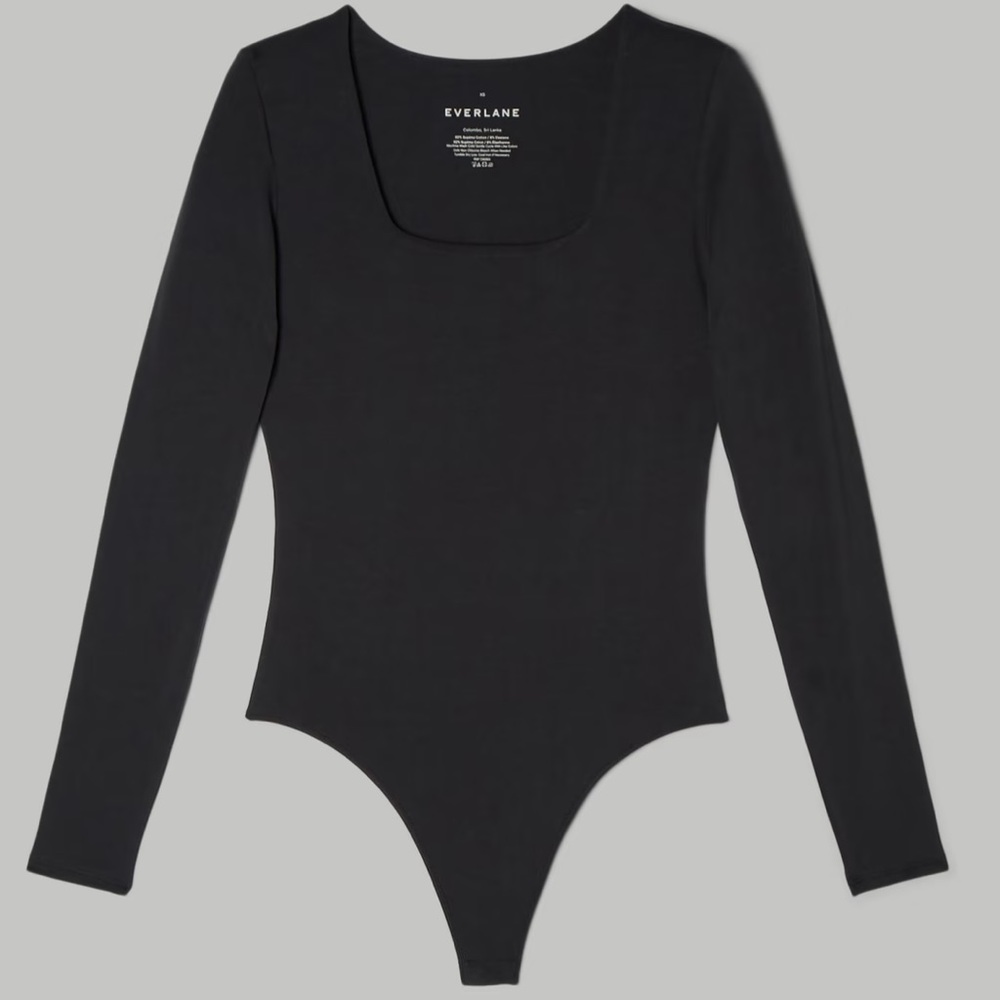 Everlane The Long-Sleeve Supima® Square-Neck Bodysuit XS